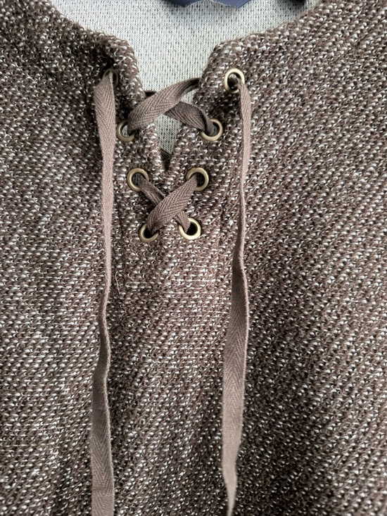 Lands' End Brown Lace-Up Knit Sweater - Picture 4 of 6